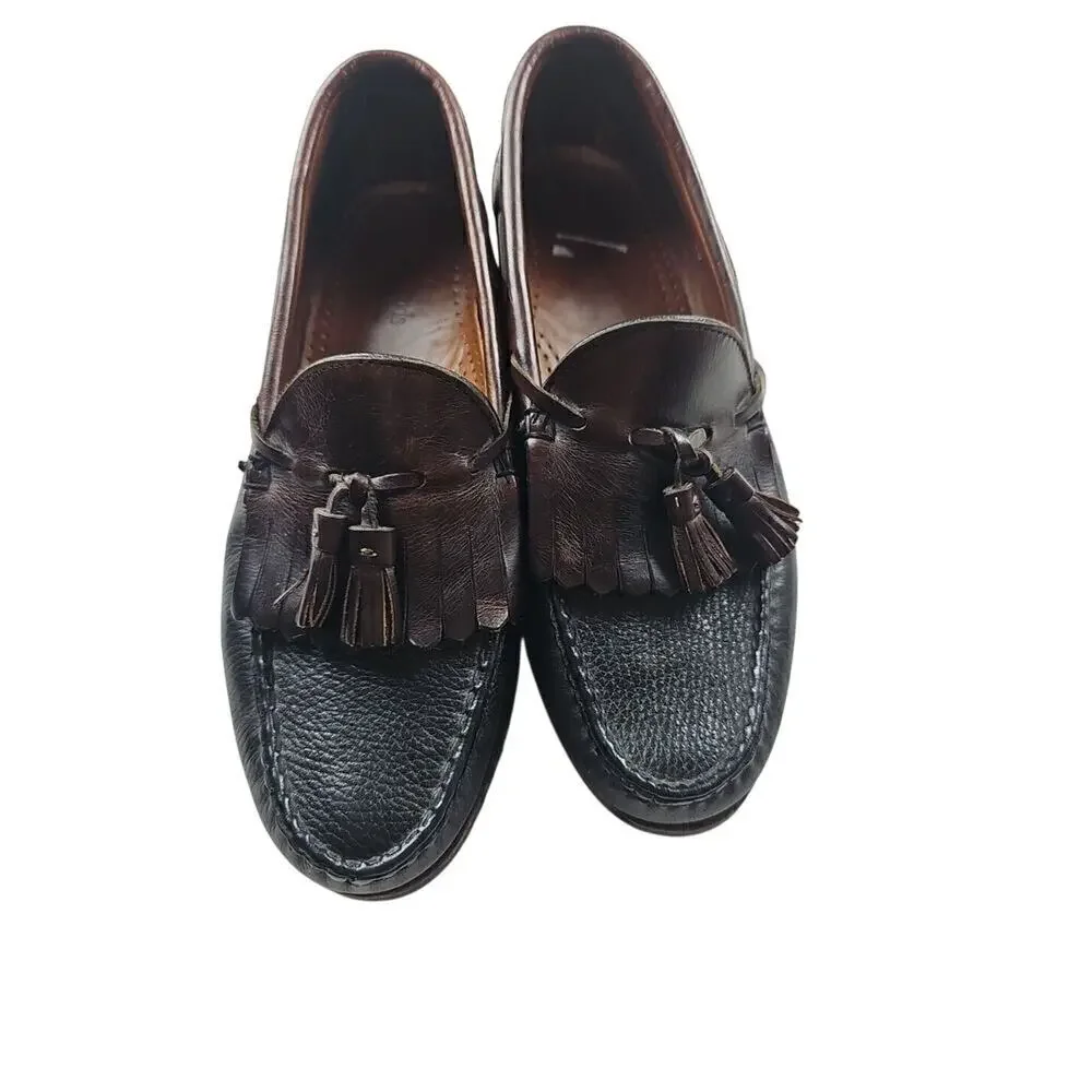 Allen edmunds Shoes Mens 8D Nashua tasssel loafer black/brown Slip On Preppy